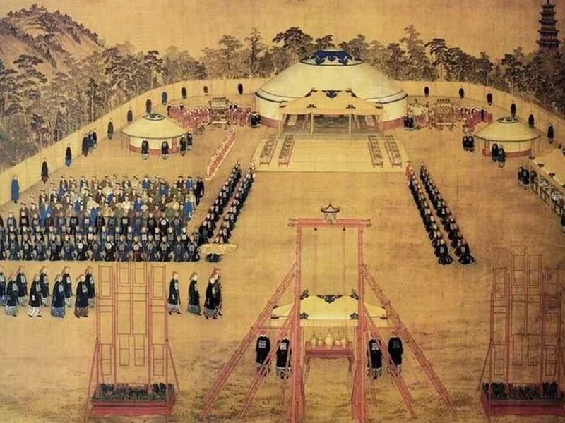 1702-Jean Denis Attiret - Banchetto nel giardino di Wanshuyuan